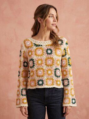 Rebellion Granny Square Crochet Sweater